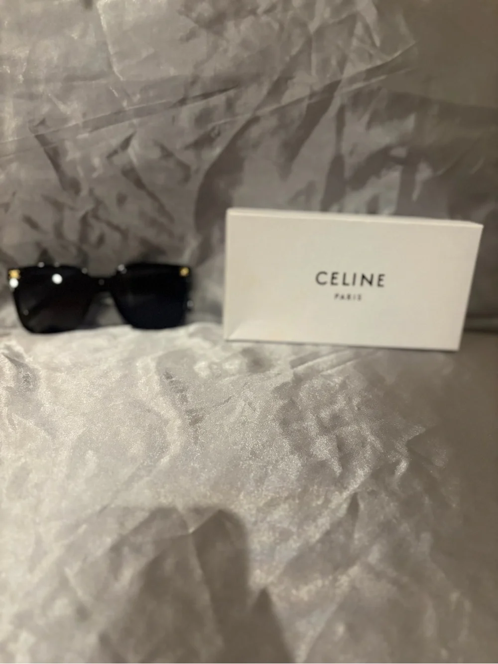Celine Black Sunglasses with Gold Accents - Square Oversized Frame